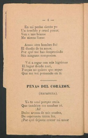 Penas del corazón. : (Habanera)