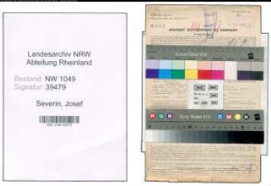 Entnazifizierung Josef Severin , geb. 29.04.1891 (Disponent)