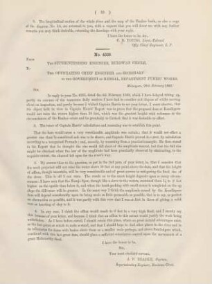 No. 4029. From the superintending engineer, Burdwan circle, to the officiating chief engineer and secretary to the government of Bengal, departement public works