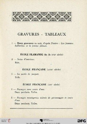 Gravures - Tableaux (Nr. 1-8)