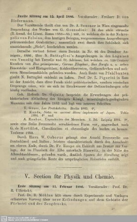 V. Section für Physik und Chemie
