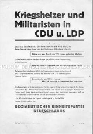 Propagandaflugblatt der SED zur Gemeindewahl 1946 mit Polemik gegen CDU und LDP