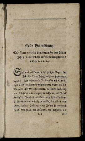 Erste Betrachtung. - Dritte Betrachtung.
