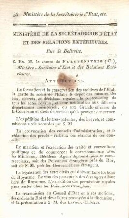 Ministère de la secrétairerie d'état et des relations exterieures.