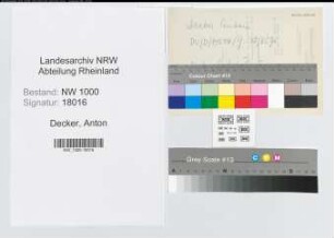 Entnazifizierung Anton Decker, geb. 04.06.1898 ()