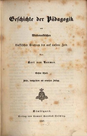 Geschichte der Pädagogik vom Wiederaufblühen klassischer Studien bis auf unsere Zeit, 1
