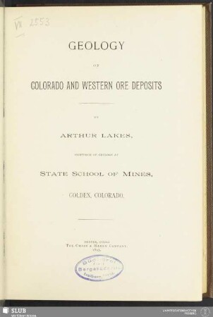 Geology of Colorado and western ore deposits