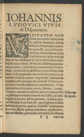 Iohannis Ludovici Vivis de Disputatione.