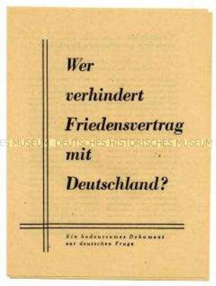 Propagandaschrift der SED zur Bildung der westdeutschen Regierung