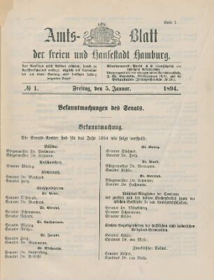 5. Januar-30. December = No. 1-Nachtrag zu No. 146