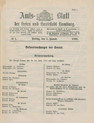 5. Januar-30. December = No. 1-Nachtrag zu No. 146