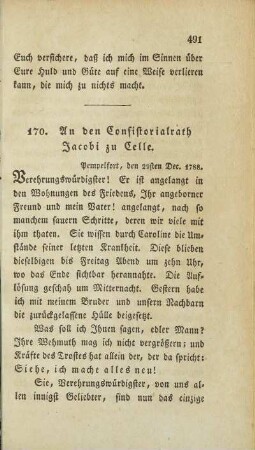 170. An den Consistorialrath Jacobi zu Celle.