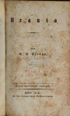 Urania : [ein lyrisch-didaktisches Gedicht in sechs Gesängen]