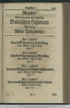 Register Uber die zwey und funffzig Biblischen Historien Aus dem Alten Testamente