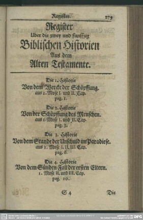 Register Uber die zwey und funffzig Biblischen Historien Aus dem Alten Testamente