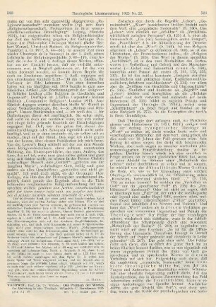 523-525 [Rezension] Vollrath, Wilhelm, Das Problem des Wortes. Zur Einleitung in eine Theologie