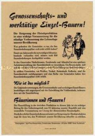 Aufruf zur erhöhten Sauenbedeckung für bessere Fleischversorgung, anlässlich des 10. Jahrestages der DDR-Gründung