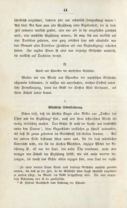 II. Werth und Charakter der mythischen Geschichte