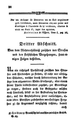Dritter Abschnitt. Von dem Nichtverhältniß zwischen den Strafen und den fleischlichen Vergehungen, samt einigen Folgen desselben.