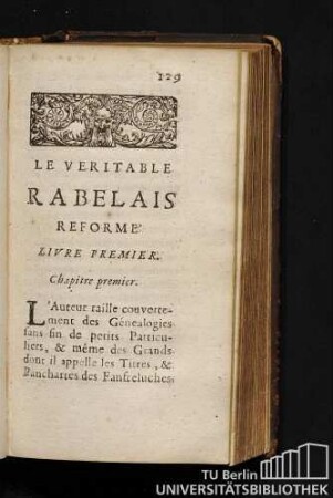Le Veritable Rabelais Reforme Livre Premier.
