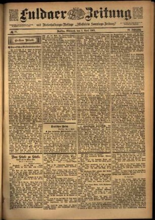 Erste Ausgabe vom Mittwoch, den 03. April 1901.