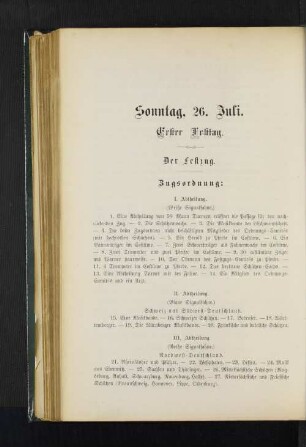 Sonntag, 26. Juli. Erster Festtag.