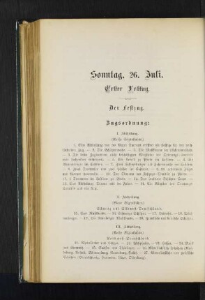 Sonntag, 26. Juli. Erster Festtag.