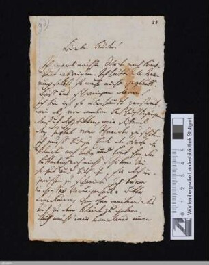 An Neuffer - Cod.poet.et.phil.fol.63,IV,3a,23 : [Brief, vmtl. 7. Dezember 1795]; [StA 6 BR 110]