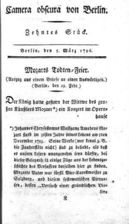 Zehntes Stück, 1. März 1796