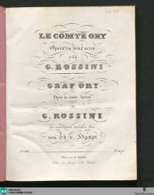 Le comte Ory : Opéra en deux Actes