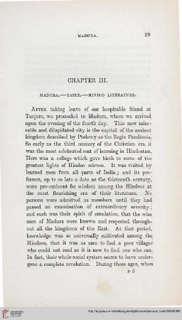 Chapter III: Madura – Caste – Hindoo Literature