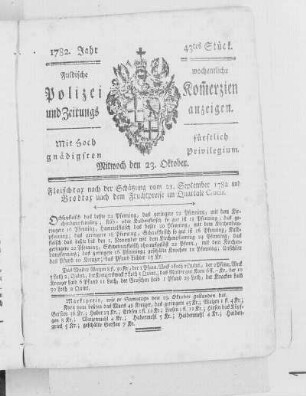 43tes Stück., Ausgabe vom 23. Oktober 1782