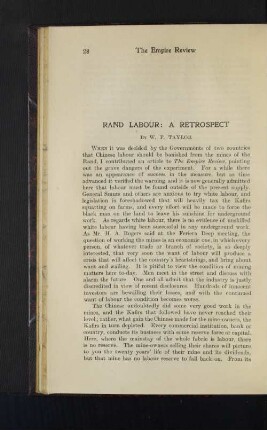 Rand Labour: A Retrospect