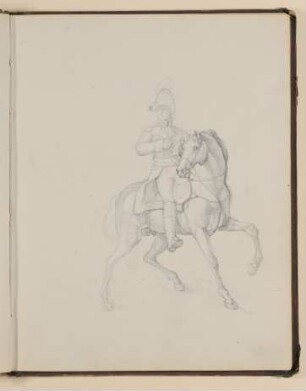 Berittener Soldat auf seinem Pferd [aus einem Skizzenbuch von unbekannter Hand, evtl. des Louis Thomassin]