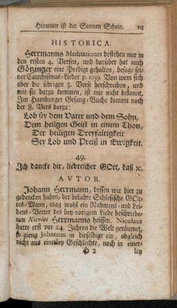 49. Ich dancke dir, liebreicher Gott, daß etc.
