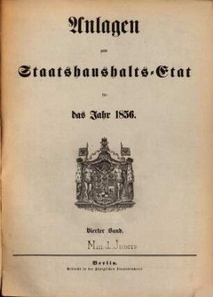 Staatshaushaltsplan : für d. Rechnungsjahr .... 1856,Anl.4