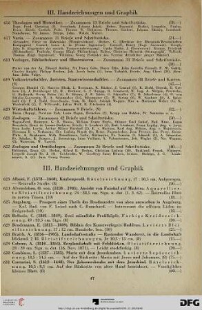 III. Handzeichnungen und Graphik (Nr. 623-749)