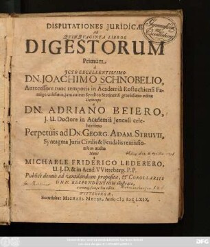 Disputationes Iuridicae Ad Quinquaginta Libros Digestorum