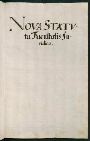 Titelblatt: Nova Statuta Facultatis Juridicae.