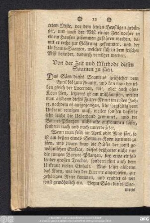 Von der Zeit und Methode diesen Saamen zu säen.