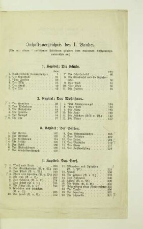 Inhaltsverzeichnis der I. Bandes