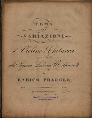 Tema con variazioni : per violino e chitarra ; op. 26