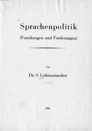 Sprachenpolitik : (Forschungen und Forderungen)