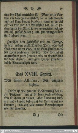 Das XVIII. Capitel. Von einem Asthma, oder Engbrüstigkeit