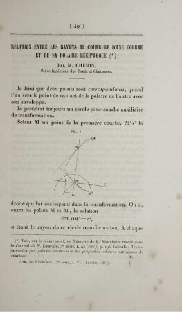 Relation entre les rayons de courbure d'une courbe et de sa polaire réciproque.