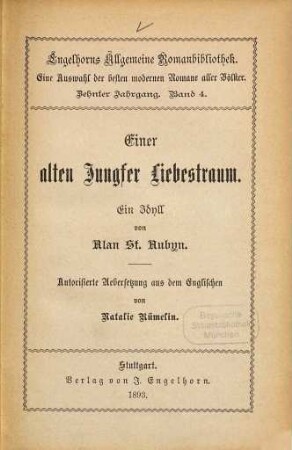 Einer alten Jungfer Liebestraum : ein Idyll