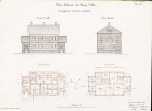 Erweiterung des Plauer Kanals. Neue Schleuse, Parey: Dienstgehöft: Ansichten, Grundrisse 1:100