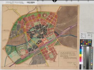 Kamen (Kamen) Stadtplan für die Stadterweiterung 1926 (1 : 5000) 54 x 66 farb. Skizze Stadtbauamt Oberpostdirektion Dortmund Nr. 1662
