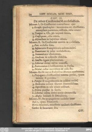 Cap. II. De rebus Constantini M. ecclesiasticis.