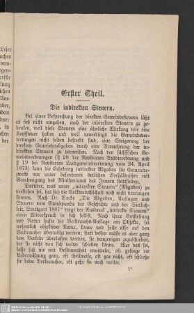 Erster Theil. Die indirekten Steuern